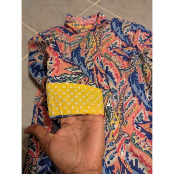 Talbots Cotton Button Front Shirt -Botanical Paisley Long sleeve.size M - Picture 4 of 14